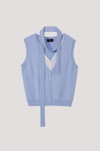 Contrast Knit Vest With Scarf
