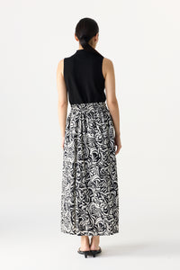 Printed Elasticated Midi Skirt
