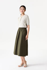 Elasticated Flared Midi Skirt