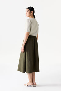 Elasticated Flared Midi Skirt