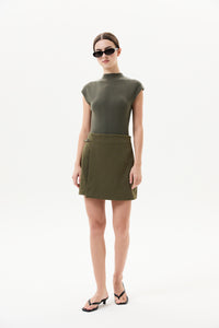 Buckle Strap Twill Mini Skirt