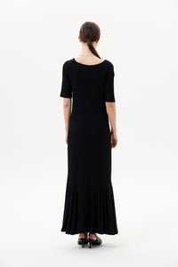 Scoop Neck Godet Hem Jersey Dress
