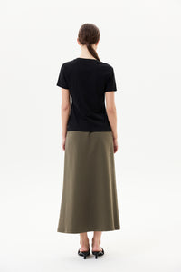 Paneled Midi Jersey Skirt