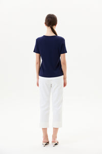 Faux Two-Piece V Neck Jersey Top