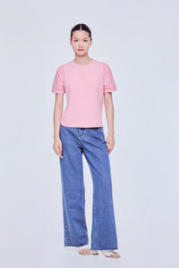 Contrast Puffy Sleeves Top