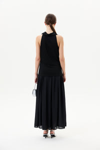 Lurex Sleeveless Cowl Neck Top