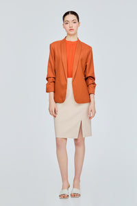 Ruched Sleeves Blazer