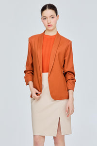 Ruched Sleeves Blazer