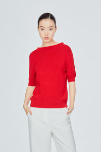 Boat Neck Knit Blouse