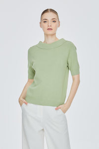Boat Neck Knit Blouse