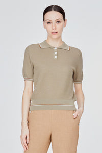 Short Sleeve Knitted Polo Top