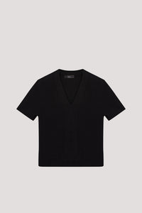 Ribbed V-Neckline Knit Top
