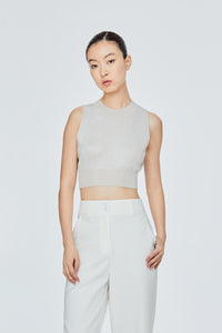Lurex High Neck Crop Tank Top