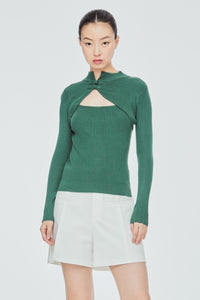 Cut Out Mandarin Knit Top