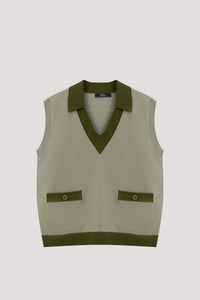 Contrast Trim Knit Vest