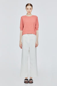 Textured Knit Half Sleeves Top
