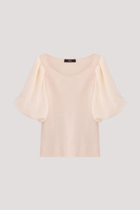 Puffed Sleeve Knit Blouse
