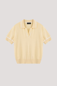 Contrast Edge Polo Knit Top