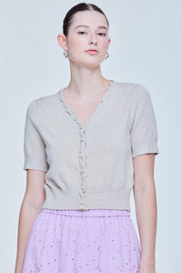 Knotted Short Sleeve Cardigan Top