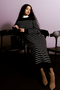 Striped Long Sleeves Knit Dress