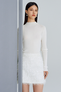 Ribbed Knit Sheer Top