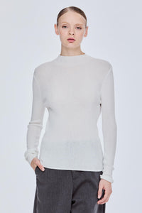 Ribbed Knit Sheer Top