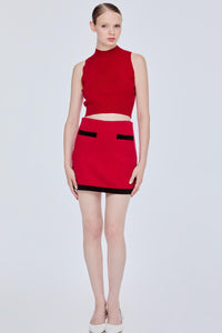 Colour Block Mini Knit Skirt