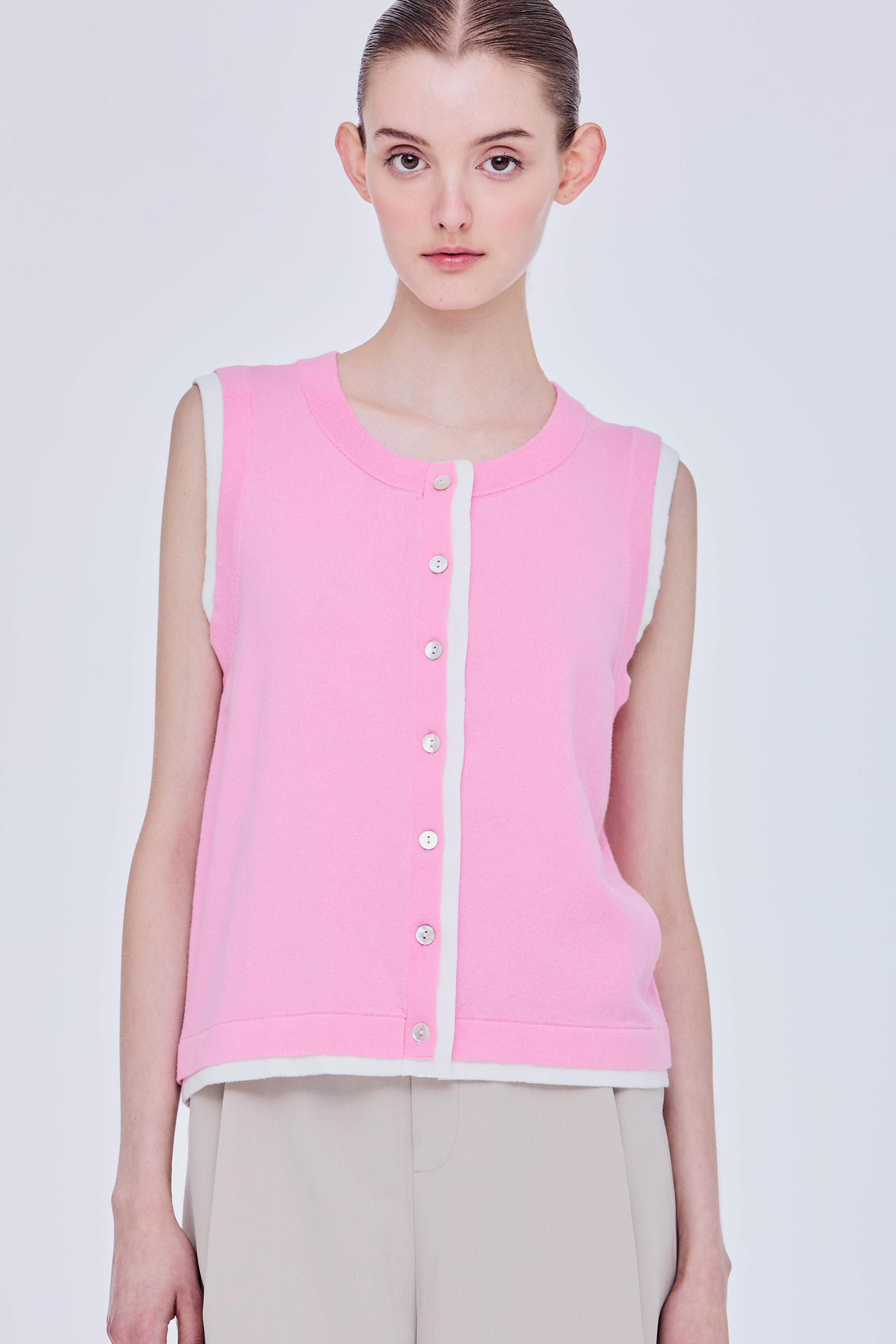 Contrast Trim Knit Vest