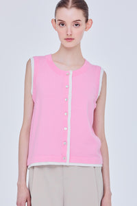 Contrast Trim Knit Vest