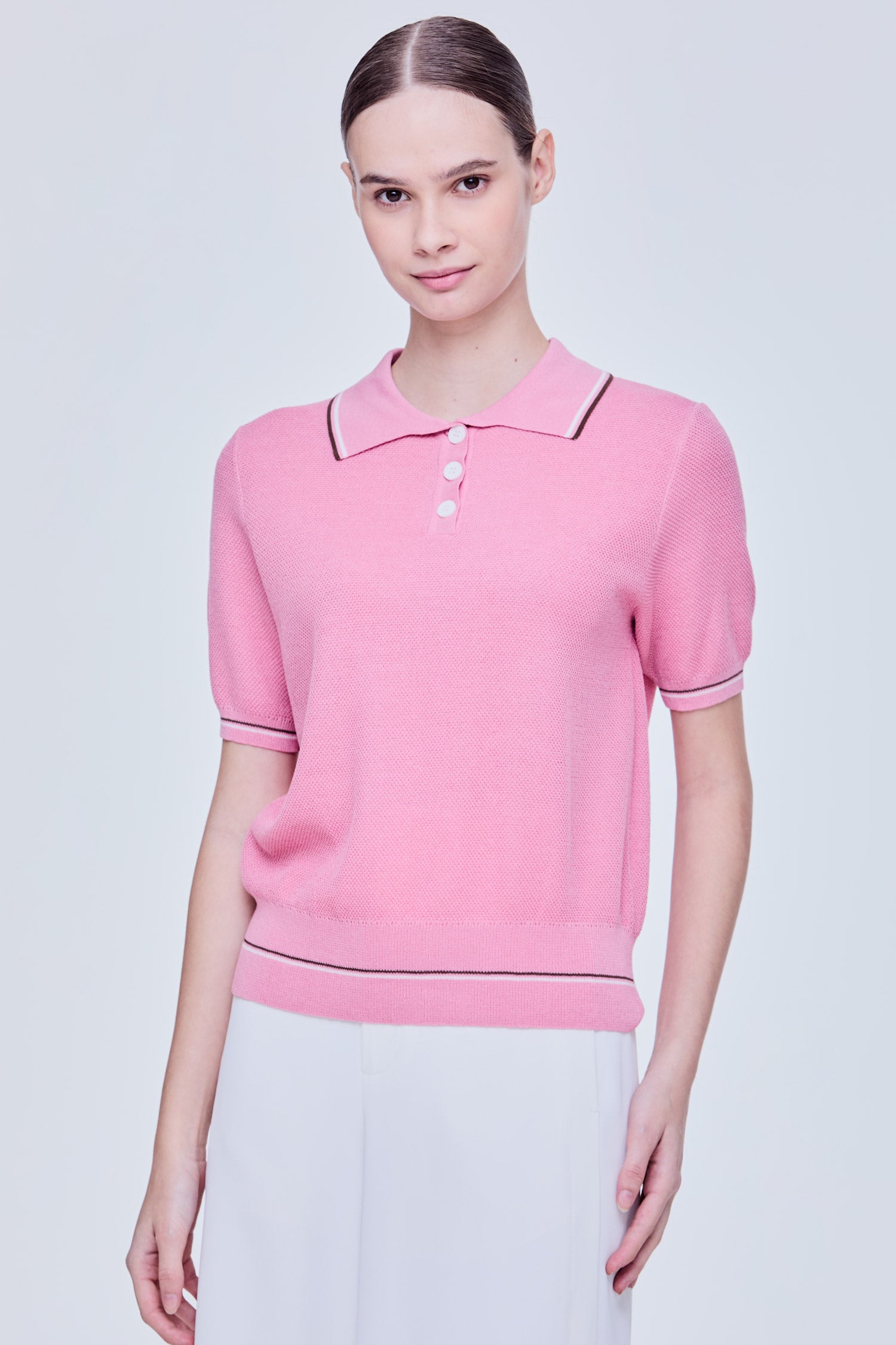 Short Sleeve Knitted Polo Top – iORA