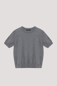 Ribbed Neck Knit Blouse