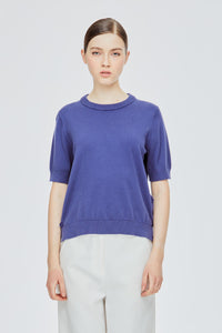 Ribbed Neck Knit Blouse