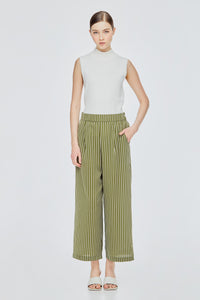 Wide Leg Pin Stripe Trousers