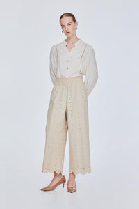Wide Scalloped Hem Pants