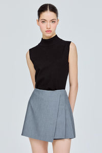Asymmetrical Front Pleated Skort