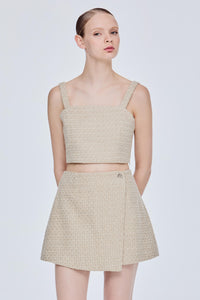 Tailored Tweed Wrap Skirt