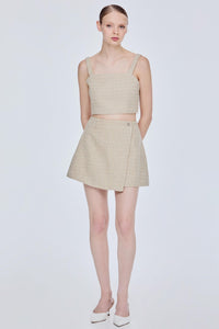Cropped Bustier Tweed Top