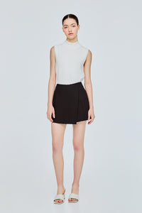 Asymmetrical Pleated Wrap Mini Skorts