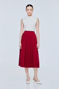 Knife Pleat Midi Skirt