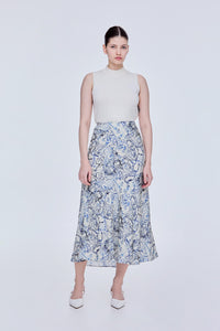 Printed Flowy Midi Skirt
