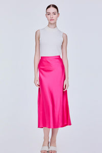 Flared Satin Midi Skirt