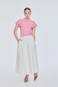 Wide Flare Gathered Skirt