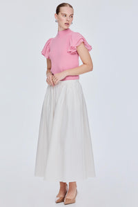 Wide Flare Gathered Skirt