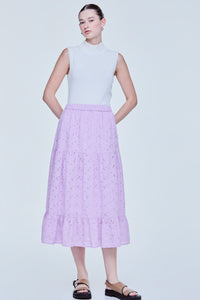 Eyelet Embroidered Tiered Skirt