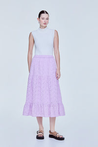 Eyelet Embroidered Tiered Skirt