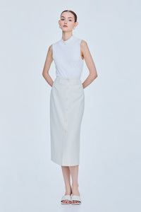 Front-Vent Buttoned Skirt