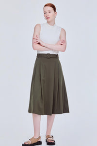 Elasticised Pleated Flare Skirt