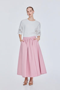 Wide Flare Gathered Skirt