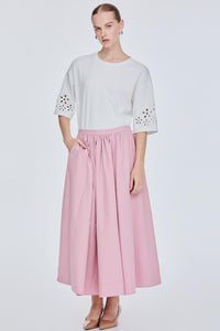 Wide Flare Gathered Skirt