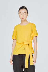 Contrasting Self-Tie Blouse